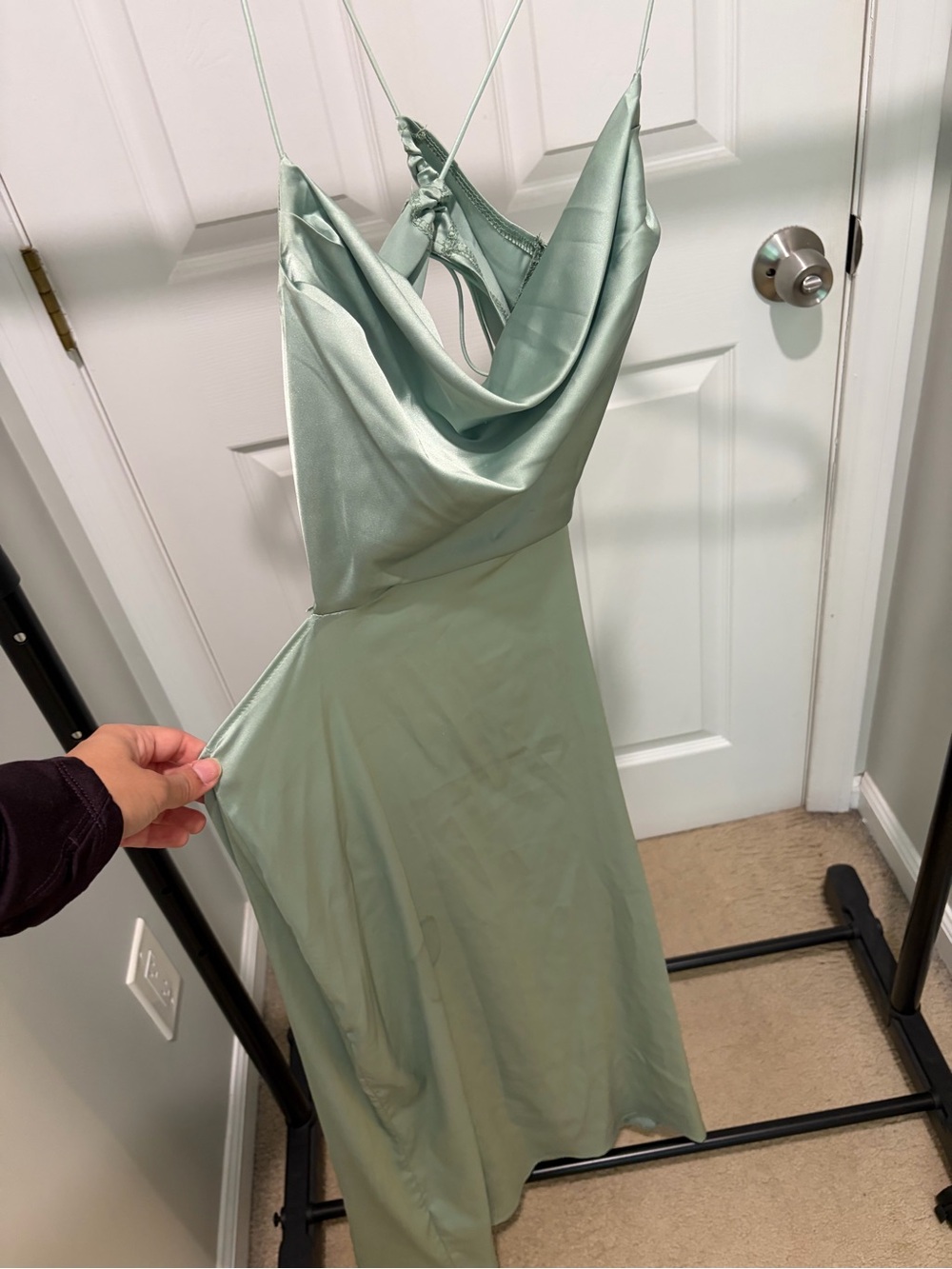 Slip Satin Midi Dress in Sage Green
